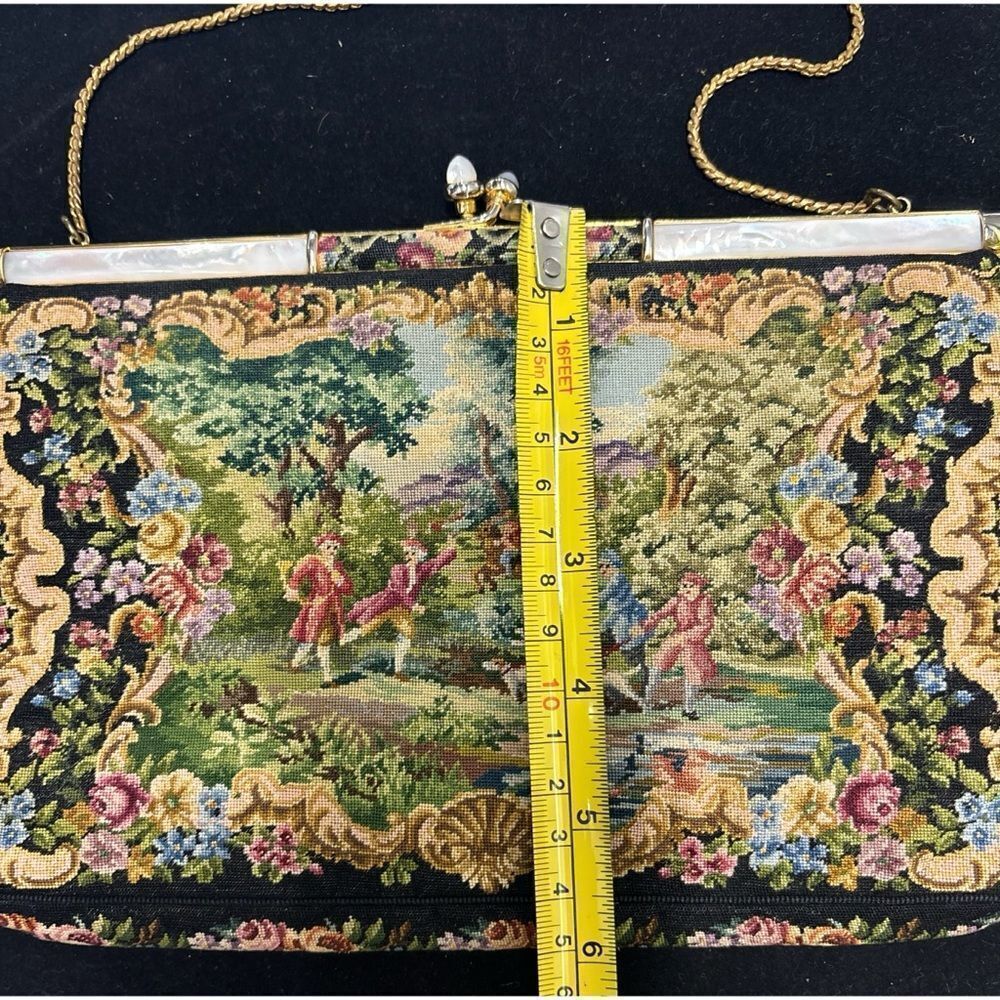 Vintage Victorian Mother of Pearls Petit Point Tapestry Bag - Picture 4 of 7